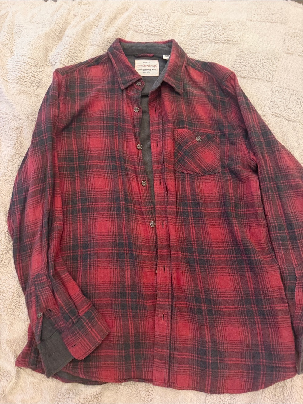 Weatherproof Red and Black Plaid Button-Down Shirt